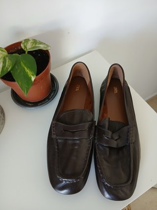 Mocasines Zara Piel Mujer Marrones
