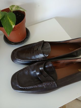 Mocasines Zara Piel Mujer Marrones