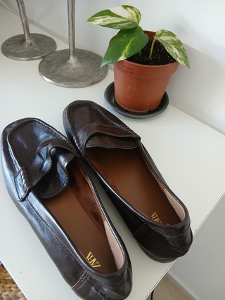 Mocasines Zara Piel Mujer Marrones