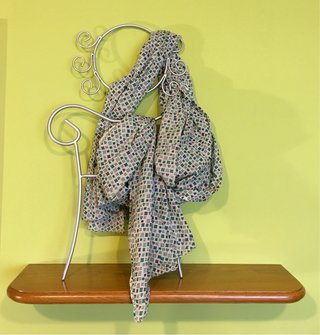 Sciarpa stampata beige e multicolore