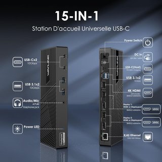 Estación de Acoplamiento WAVLINK USB-C DisplayLink