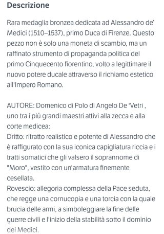 Medaglia rara Alessandro de' Medici Duca Firenze.
