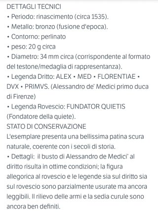 Medaglia rara Alessandro de' Medici Duca Firenze.