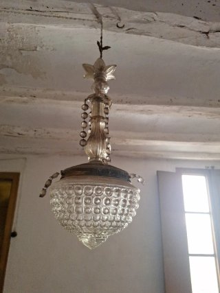Lámpara de techo antigua de cristal