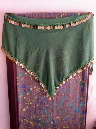 Abito professionale Danza Orientale Verde + Sciarpe