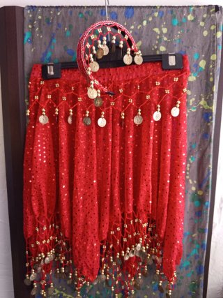 Abito professionale Danza Orientale Verde + Sciarpe