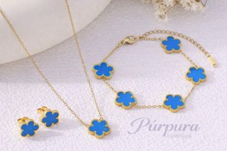Conjunto Joyas: Collar, Pulsera y Aretes
