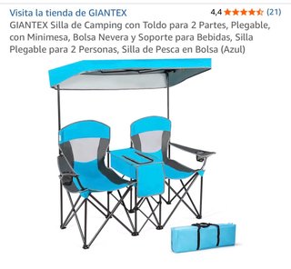 Silla Camping 2 Personas Toldo Azul