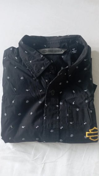 Camisa Harley Davidson Negra con Logo Amarillo