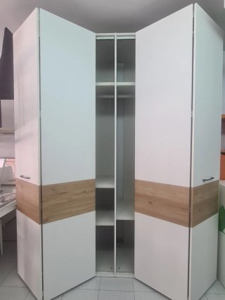 Armario modular blanco y madera