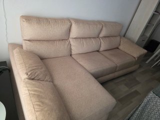 Chaise Longue Beige 3 Plazas con Canapé