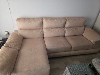 Chaise Longue Beige 3 Plazas con Canapé
