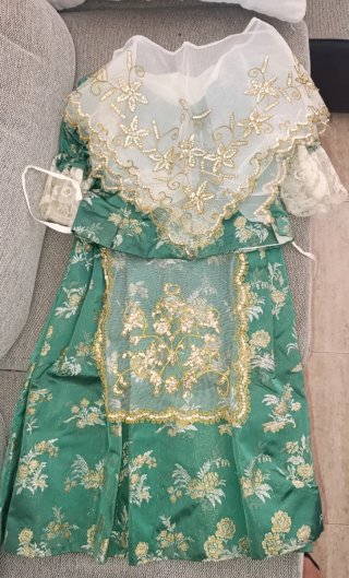 Traje Fallera Antiguo Verde y Dorado