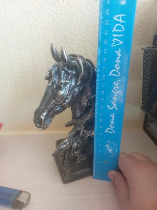 Figura Cabeza Caballo Negro/Plata
