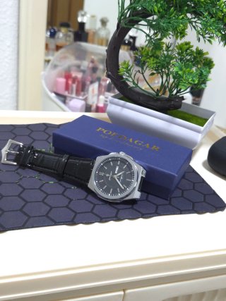 Reloj Hombre Negro/Plateado