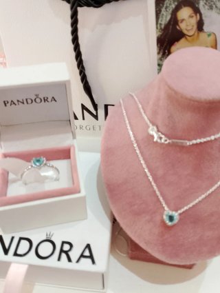 Conjunto Pandora Corazón Azul Talla 58