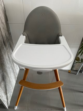 Trona bebé gris y madera