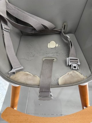 Trona bebé gris y madera