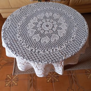 Mantel redondo encaje blanco