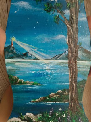 Dipinto originale su legno paesaggio marino