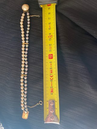 Pulsera Vintage Doble Perlas Grises y Blancas