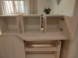 Conjunto escritorio con estanterías madera