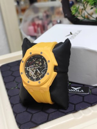 Reloj ONOLA Automático Hombre Esqueleto Amarillo