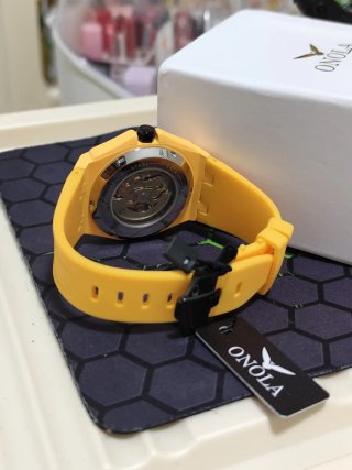 Reloj ONOLA Automático Hombre Esqueleto Amarillo