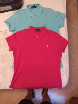 3 Polos Ralph Lauren Azul , Fucsia y rosaTalla xl