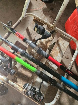 Cañas de pescar con carretes