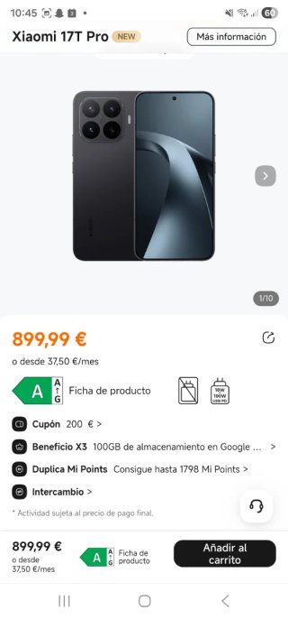 Xiaomi 17T Pro 256GB Negro Precintado