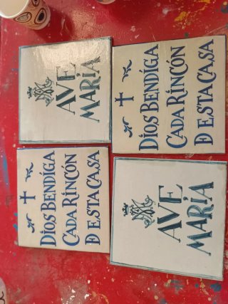 Azulejo Dios Bendiga Cada Rincón y Ave Maria