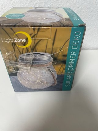Lámpara Solar Jarra Cristal Cuerda