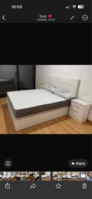 Cama canapé beige y madera blanco o negro