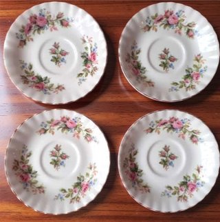 4 Tríos Royal Albert Moss Roses Porcelana Fina