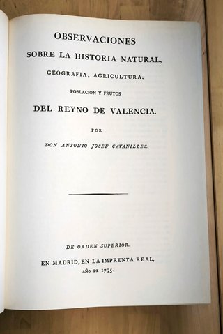 Cavanilles Historia natural reino de Valencia