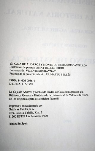 Cavanilles Historia natural reino de Valencia