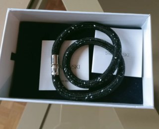 Pulsera Swarovski Malla Negra Doble Vuelta