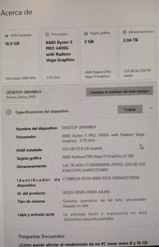 PC Gaming AMD Ryzen 5 PRO 16GB RAM