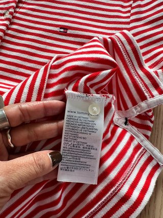 Tommy Hilfiger Red And White Striped Slim Fit Polo