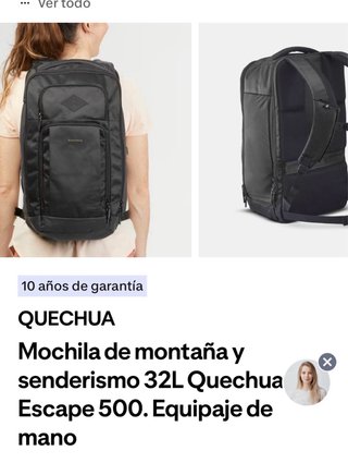 Mochila Quechua Negra Viaje