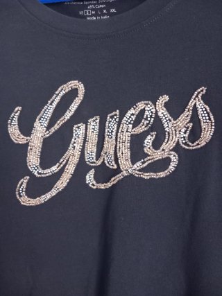 Camiseta Guess Negra con Lentejuelas Talla S