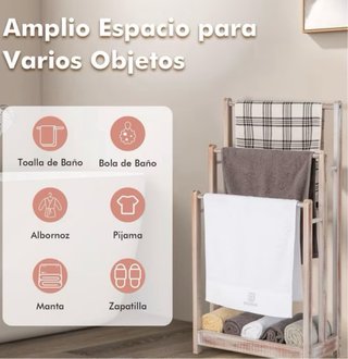 Elegante toallero de madera de Pie con 3 estantes