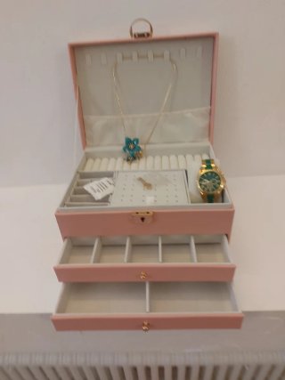 Portagioie grande rosa e oro