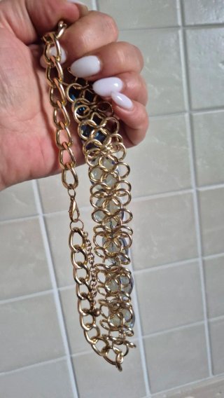 Collana oro con cristalli blu