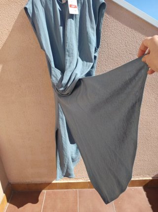 Vestido lino azul talla S