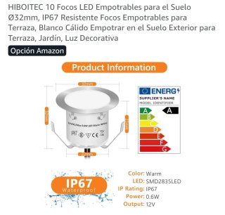 10 Focos LED Empotrables Suelo Ø32mm IP67