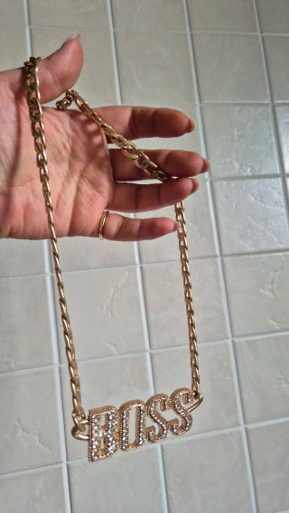 Collana BOSS con strass dorata