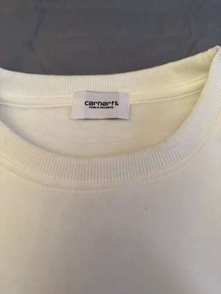 Sudadera Carhartt Blanca Logo Rojo