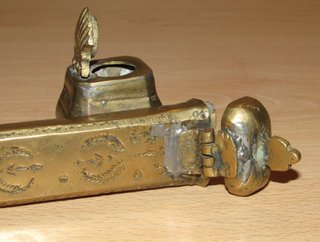 Tintero oriental sirio árabe porta pinceles s. XIX